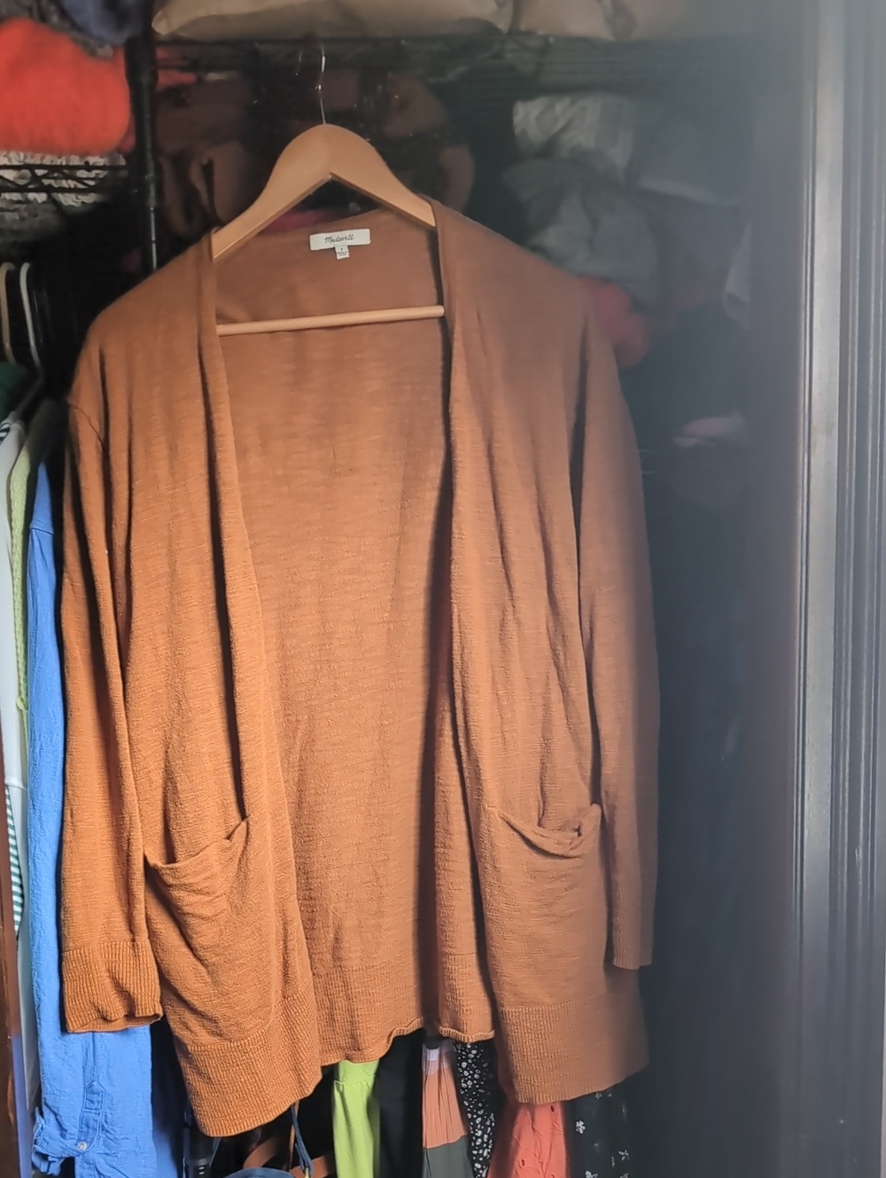 Madewell Open-Front Cardigan in Rust Brown